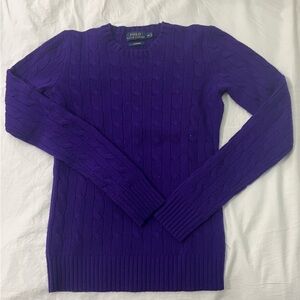 Polo Ralph Lauren 100% Cashmere Cable Knit Sweater Purple XS